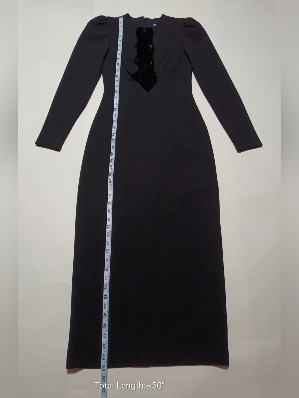 ANTONIO MELANI Alicia Black Long Sleeve Tassel-Detail Evening Midi Dress Size 0 - Picture 5 of 16
